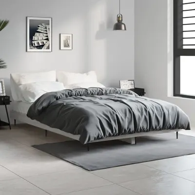 vidaXL Cadru de pat, gri sonoma, 120x190 cm, lemn prelucrat