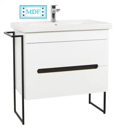 Set Baza front MDF si Lavoar seria 750, cadru metalic, 80 cm, alb