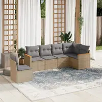 Gossi set canapele de gradina, 6 piese, cu perne, bej, poliratan