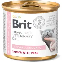 BRIT VD Ultra Hypoallergenic, Somon, dietă veterinară, conservă hrană umedă fără cereale pisici, alergii, (în aspic), 200g