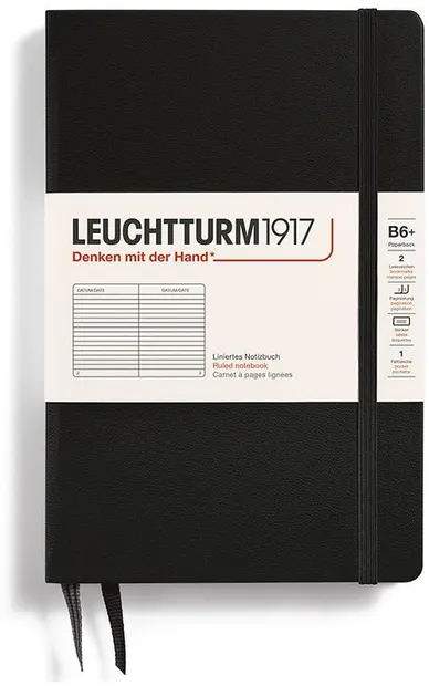 Caiet Leuchtturm1917 Paperback - B6+, negru, liniat, copertă rigidă