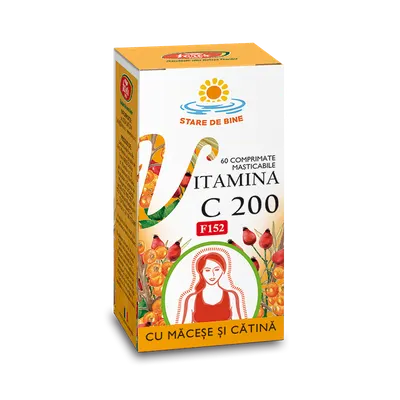 Vitamina C 200mg cu macese si catina, 60 comprimate, Fares