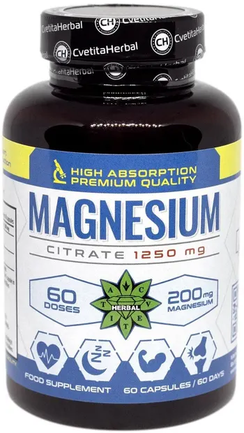 Magnesium Citrate, 1250 mg, 60 capsule, Cvetita Herbal