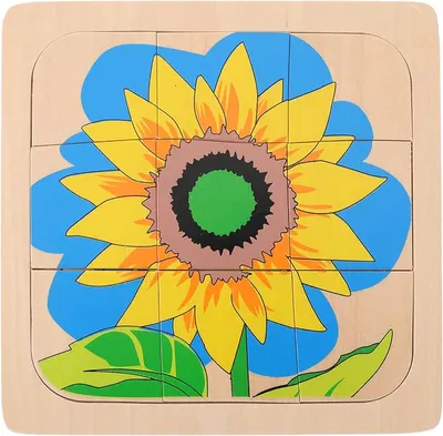 Puzzle Montessori din lemn multistrat Smart Baby - Floarea-soarelui, 20 piese