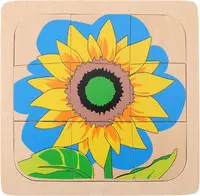 Puzzle Montessori din lemn multistrat Smart Baby - Floarea-soarelui, 20 piese