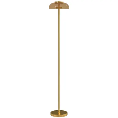 HOMCOM Lampadar de podea pentru living, lampă LED cu lumină caldă 3000 K și întrerupător la picior, Ø25x134cm, nuanță alamă | Aosom Romania