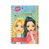 Caiet A5, Besties, cu spirală metalică și elastic, culoarea verde, 60 de pagini