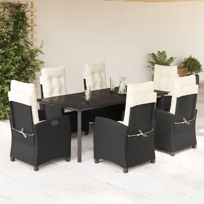 Gossi set mobilier de gradina cu perne, 7 piese, negru, poliratan