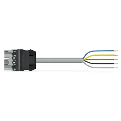 pre-assembled connecting cable; Eca; Plug/open-ended; 5-pole; Cod. B; 1 m; 1,50 mm²; gray