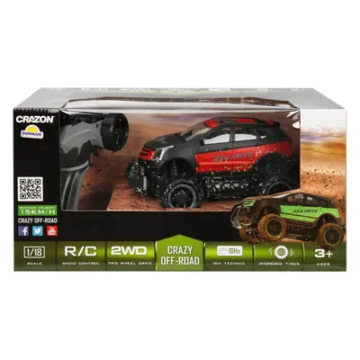 Masina de teren cu telecomanda, Crazon, Crazy Off-Road, 1:18, Rosu-Negru