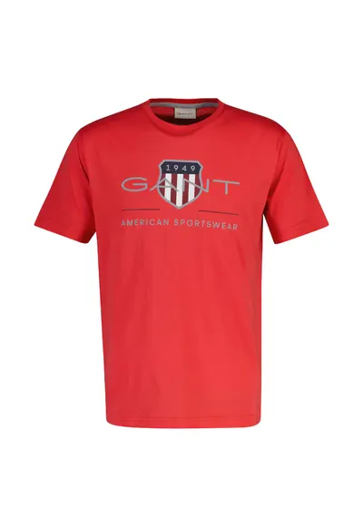 Tricou regular fit cu imprimeu logo Archive Shield - Rosu vermillion