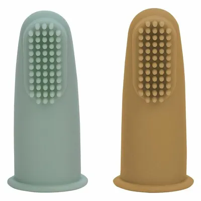 Set 2 periute de dinti pentru deget FreeON cu peri moi Silicon 0 luni+ greenochre