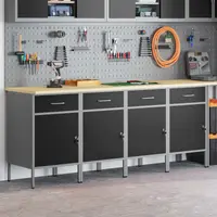 vidaXL Dulap de lucru cu sertar 4 buc. Negru și Gri 200 x 55 x 85 cm