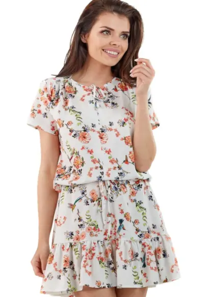 Rochie de dama florala Dindrarawd A230 ecru - Bej