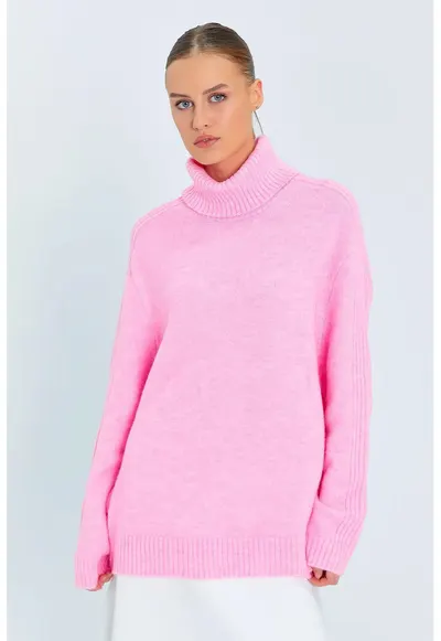 Pulover dama - Roz pudrat - Tricot