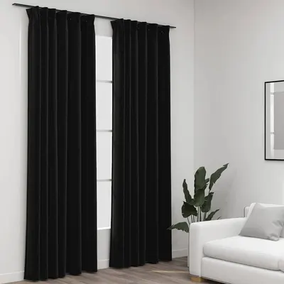 vidaXL Draperii opace aspect in, cârlige, 2 buc., antracit, 140x245 cm