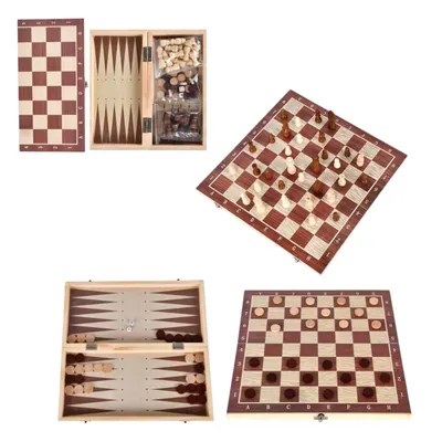 Tabla de Joc 3IN1, 47x23cm Sah si Table, din Lemn