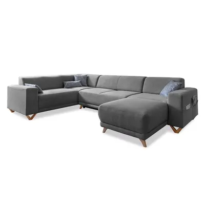 Colțar gri extensibil/cu spațiu de depozitare (cu colț pe partea stângă/în formă de "U") Classy Sophie – Miuform