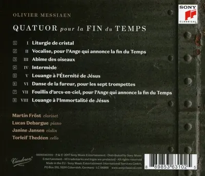 Messiaen: Quatuor Pour La Fin Du Temps
