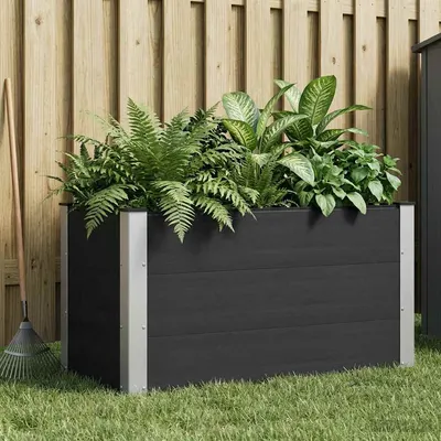 vidaXL Strat înălțat de grădină Negru 100 x 50 x 54 cm WPC și Aluminiu
