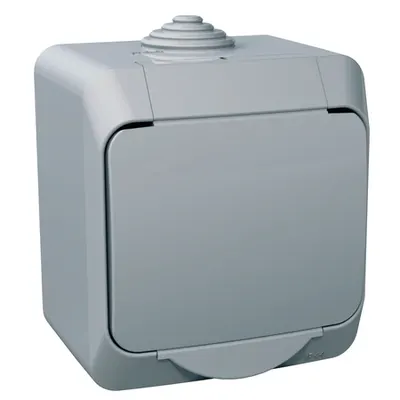 Priza simpla WDE000641 Cedar Plus IP44 16A gri montaj aparent