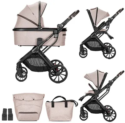 Cărucior pentru bebeluși 2 în 1 Lorelli Premium - Glory, Beige