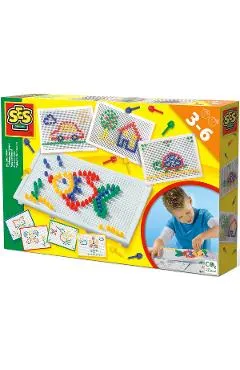 Set creativ: Tabla mozaic cu peg-uri colorate