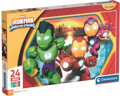 Puzzle pentru copii Clementoni din 24 maxi piese- Omul de Fier și prietenii săi