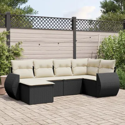 Gossi set mobilier de gradina cu perne, 6 piese, negru, poliratan