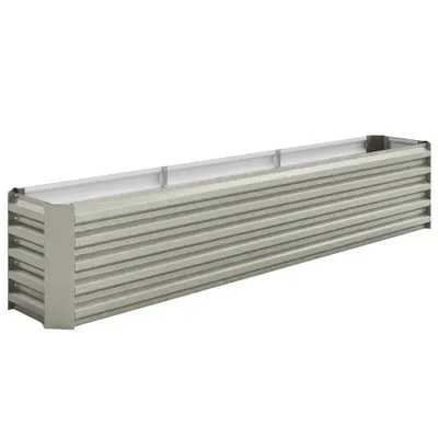 Outsunny Pat pătrat pentru grădină pat ridicat din oțel galvanizat bare de susținere și plăci de colț fund deschis 240x40x45cm gri argintiu | Aosom Romania