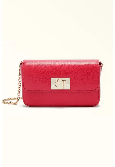 Geanta crossbody din piele cu bareta din lant 1927 - Rosu inchis
