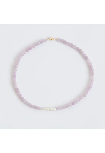 Colier handmade realizat din pietre semipretioase amestist - perla baroc - accesorii cupru cu inchidere cu magnet