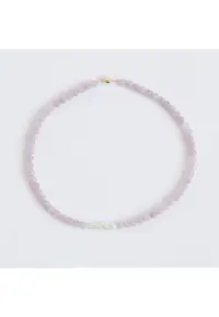 Colier handmade realizat din pietre semipretioase amestist - perla baroc - accesorii cupru cu inchidere cu magnet