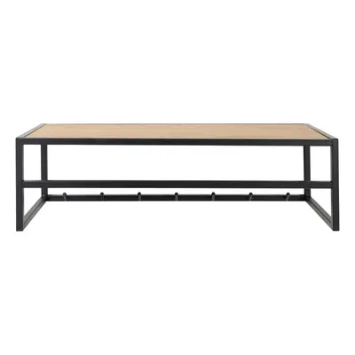 Cuier de perete negru/în culoare naturală cu raft cu aspect de lemn de stejar Seaford – Actona