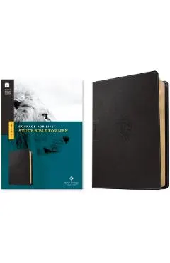 NLT Courage for Life Study Bible for Men, Filament-Enabled Edition (Leatherlike, Onyx Lion)