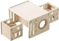 Set mobilier pentru copii Nichiduta Garden BrownWhite, sistem modular compus din birou si 2 scaunele, multifunctional, ergonomic