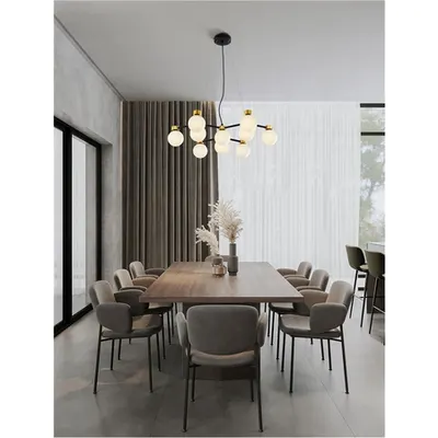 Lampa suspendata OVALINO Satin Auriu & Mat Negru Metal Alb Opal Sticla LED G9 10x5 Wat 220-240 Volt IP20 Fara bec