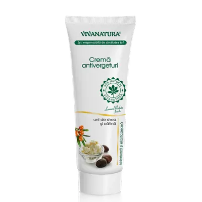 Crema antivergeturi cu unt de shea si catina, 250ml, VivaNatura