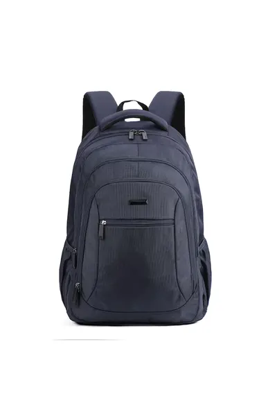 Rucsac din material textil cu model uni - Albastru
