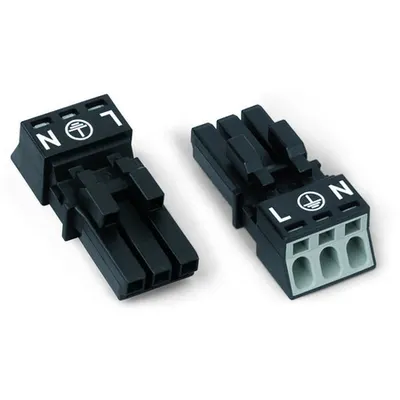 Socket; 3-pole; Cod. A; 1,50 mm²; white