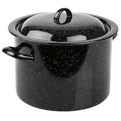Oala Emailata cu Capac, 20 l, 36 cm, Neagra, Emailul Medias