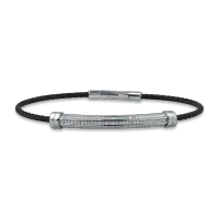 Bratara din aur alb si otel cu diamante de 0.45ct pentru barbati