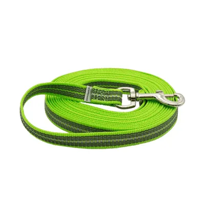 Lesa lunga Sprenger din chinga pentru dresaj cu insertie cauciucata - 5m - Verde