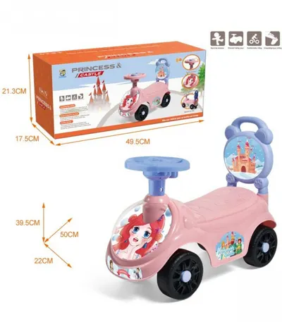 Masinuta pentru copii Ride-On fara pedale, roz cu functii muzicale