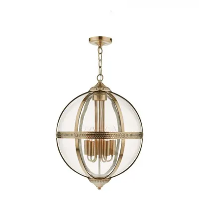 Lampa suspendata Vanessa 5 Light Lantern Antique Brass Glass