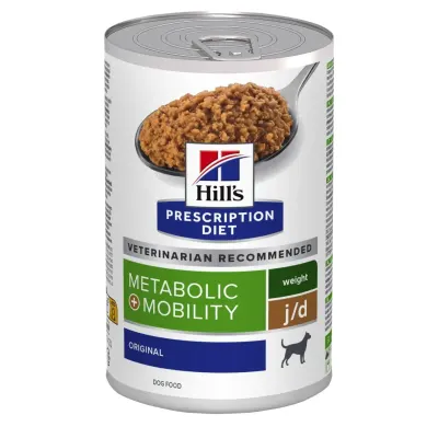 HILL'S Prescription Diet Metabolic + Mobility, XS-XL, Pui, dietă veterinară, hrană umedă câini, obezitate, sistem articular, (pate), 370g