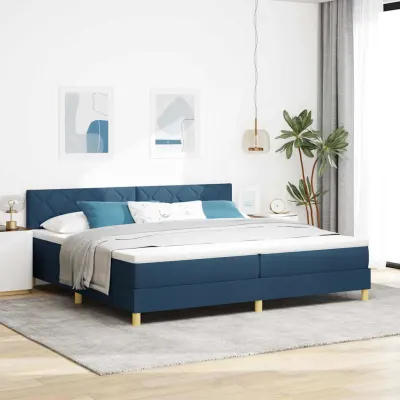 vidaXL Pat cu arcuri cu pernă Manual albastru 200 x 200 cm țesătură