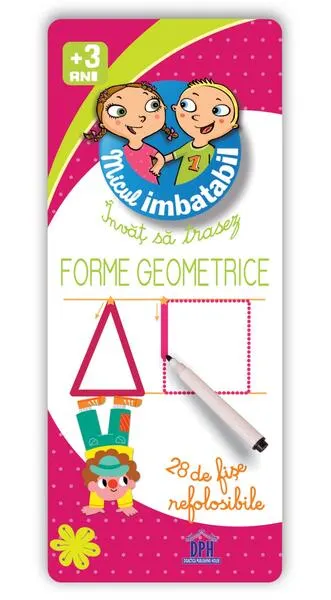 Micul imbatabil. Scrie și șterge. Învăț să trasez forme geometrice (28 de fișe refolosibile + pix) - Board book - ***