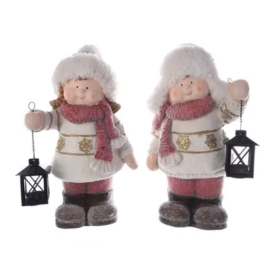 Figurina decorativa - Poly Winter Kids - Boy and Girl with Lantern - mai multe modele