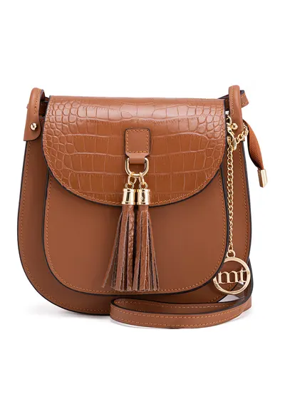 Geanta crossbody de piele Abbadesse - Maro scortisoara